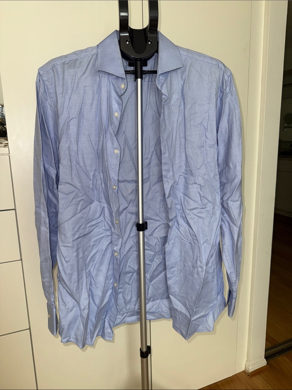 BOSS Light Blue Men's Dress Shirt with Spread Collar